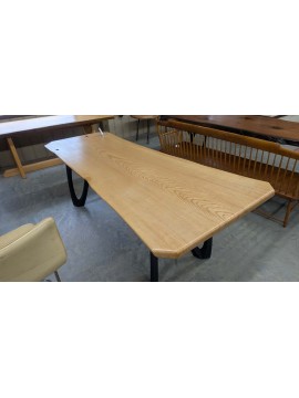 White Ash Dining Table with modern metal legs